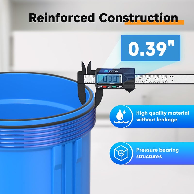 Pure Plus Whole House Water Filter Housing, 10"x4.5" Sediment Cartridge Universal Housing, Pre-Filtration System, with Pressure Gauge, 1" NPT Port - Image 3